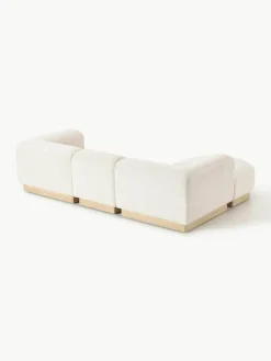Modulaire bank Natalie (3-zits) van teddy-bouclé met poef