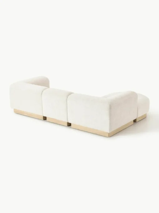 Modulaire bank Natalie (3-zits) van teddy-bouclé met poef