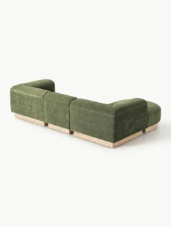 Modulaire bank Natalie (3-zits) van teddy-bouclé met poef