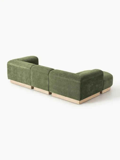 Modulaire bank Natalie (3-zits) van teddy-bouclé met poef