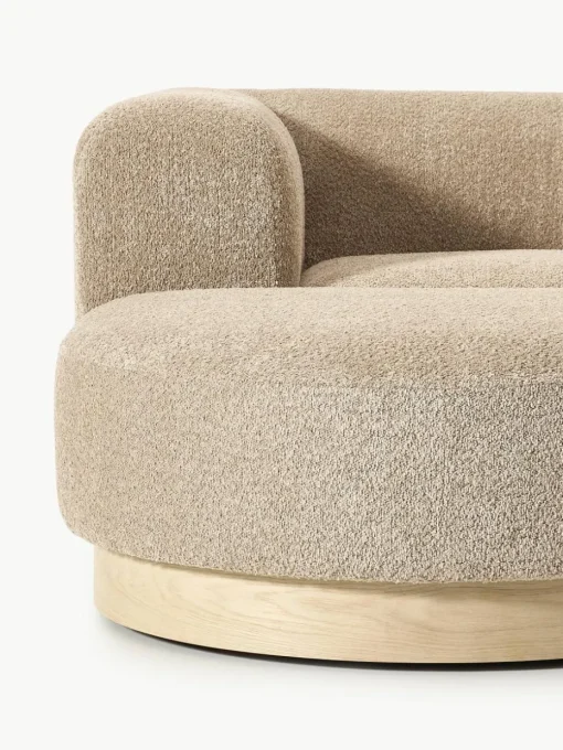 Modulaire bank Natalie (3-zits) van teddy-bouclé met poef