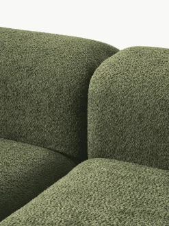 Modulaire bank Natalie (3-zits) van teddy-bouclé met poef