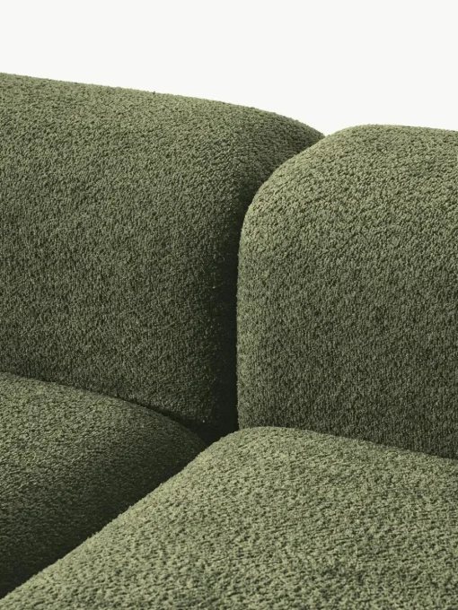 Modulaire bank Natalie (3-zits) van teddy-bouclé met poef
