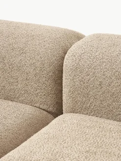 Modulaire bank Natalie (3-zits) van teddy-bouclé met poef
