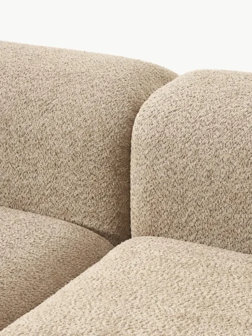Modulaire bank Natalie (3-zits) van teddy-bouclé met poef