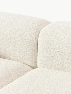 Modulaire bank Natalie (3-zits) van teddy-bouclé met poef