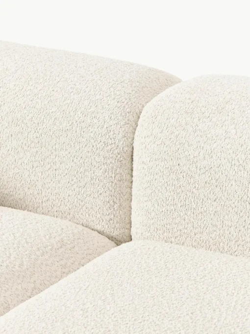 Modulaire bank Natalie (3-zits) van teddy-bouclé met poef