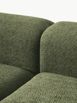 Modulaire bank Natalie (3-zits) van teddy-bouclé met poef