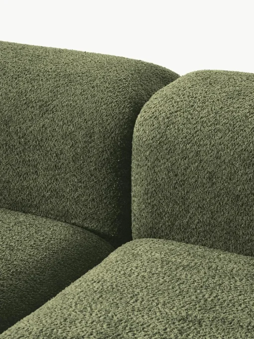 Modulaire bank Natalie (3-zits) van teddy-bouclé met poef