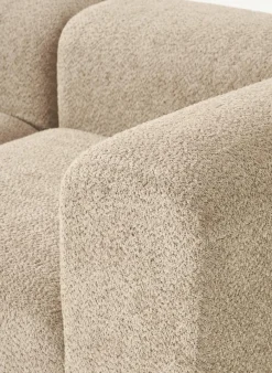 Modulaire bank Natalie (3-zits) van teddy-bouclé met poef
