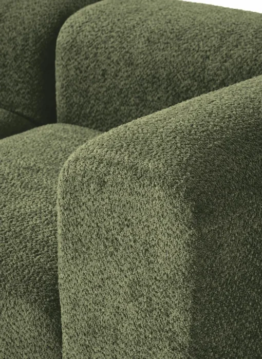 Modulaire bank Natalie (3-zits) van teddy-bouclé met poef