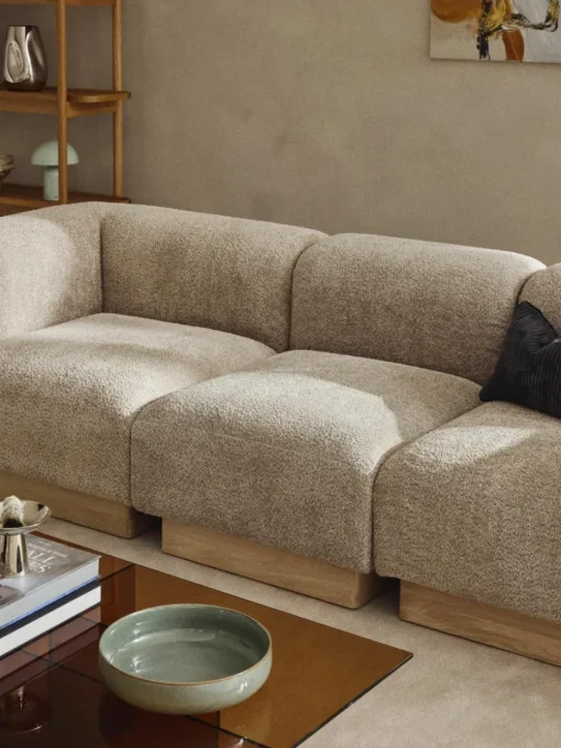 Modulaire bank Natalie (3-zits) van teddy-bouclé