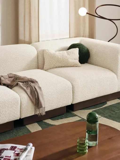 Modulaire bank Natalie (3-zits) van teddy-bouclé