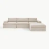 Modulaire bank Russell (4-zits) met poef, met afneembaar hoezen
