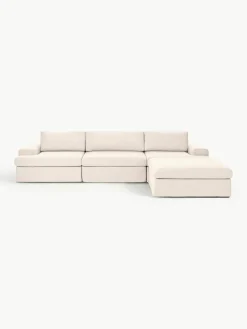 Modulaire bank Russell (4-zits) met poef, met afneembaar hoezen