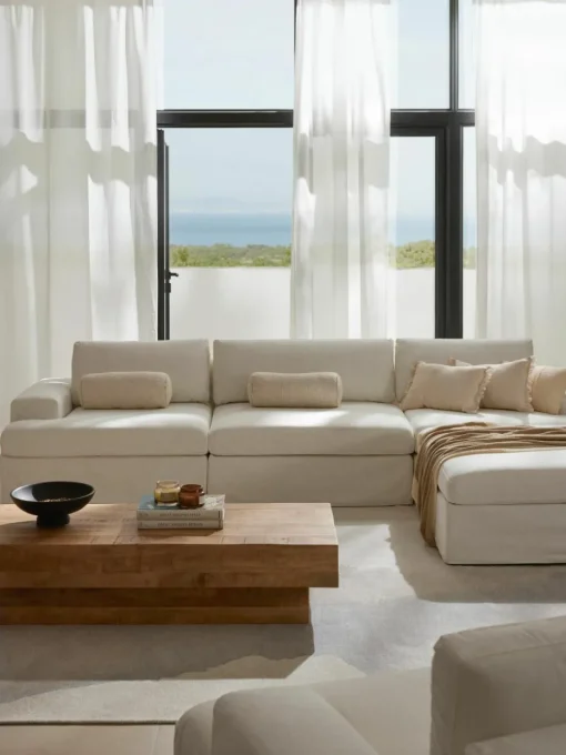Modulaire bank Russell (4-zits) met poef (links/rechts)