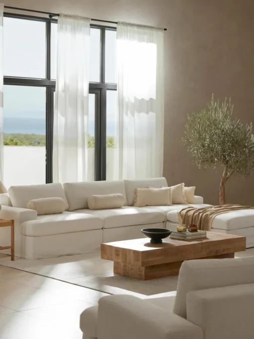 Modulaire bank Russell (4-zits) met poef (links/rechts)