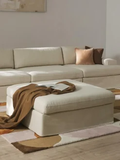 Modulaire bank Russell (4-zits) met poef, met afneembaar hoezen
