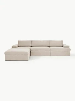 Modulaire bank Russell (4-zits) met poef, met afneembaar hoezen