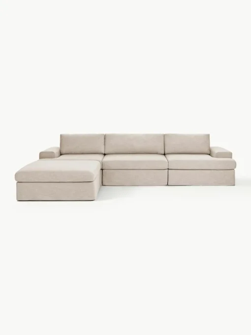 Modulaire bank Russell (4-zits) met poef, met afneembaar hoezen