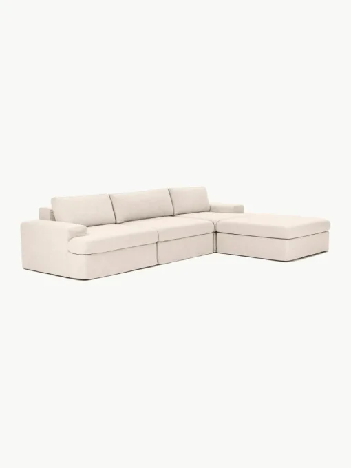 Modulaire bank Russell (4-zits) met poef, met afneembaar hoezen