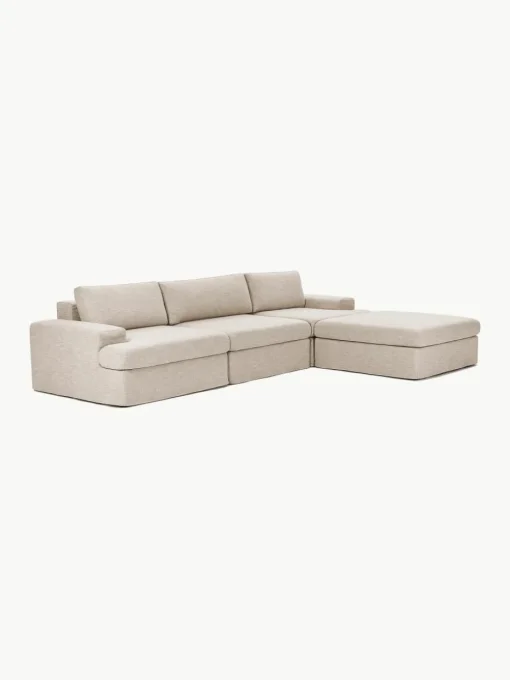 Modulaire bank Russell (4-zits) met poef, met afneembaar hoezen