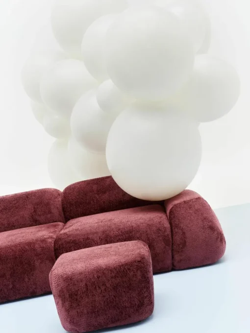 Modulaire bank Wolke (3-zits) van teddy-bouclé