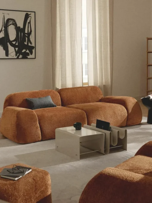 Modulaire bank Wolke (3-zits) van teddy-bouclé