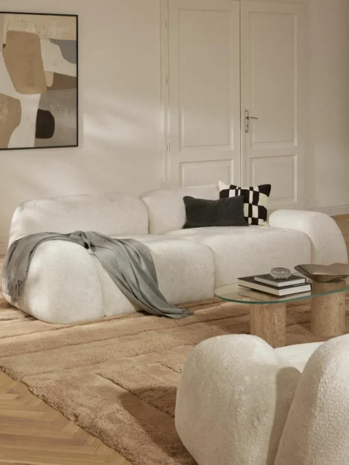 Modulaire bank Wolke (3-zits) van teddy-bouclé