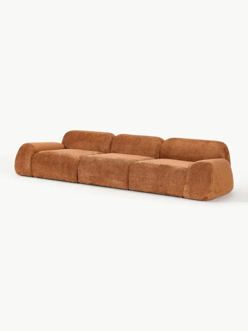 Modulaire bank Wolke (4-zits) van teddy-bouclé