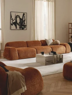 Modulaire bank Wolke (4-zits) van teddy-bouclé