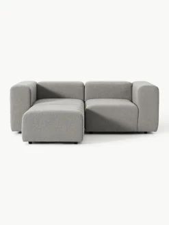 Modulaire bouclé bank Lena (3-zits) met kruk
