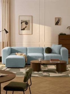 Modulaire bouclé bank Lena (4-zits) met kruk