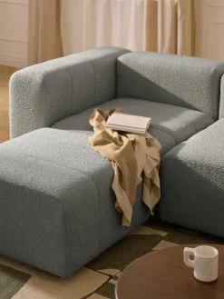 Modulaire bouclé bank Lena (4-zits) met kruk