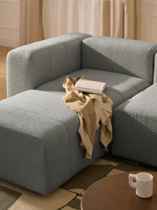 Modulaire bouclé bank Lena (4-zits) met kruk