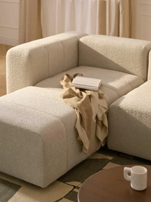 Modulaire bouclé bank Lena (4-zits) met kruk