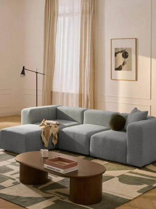 Modulaire bouclé bank Lena (4-zits) met kruk