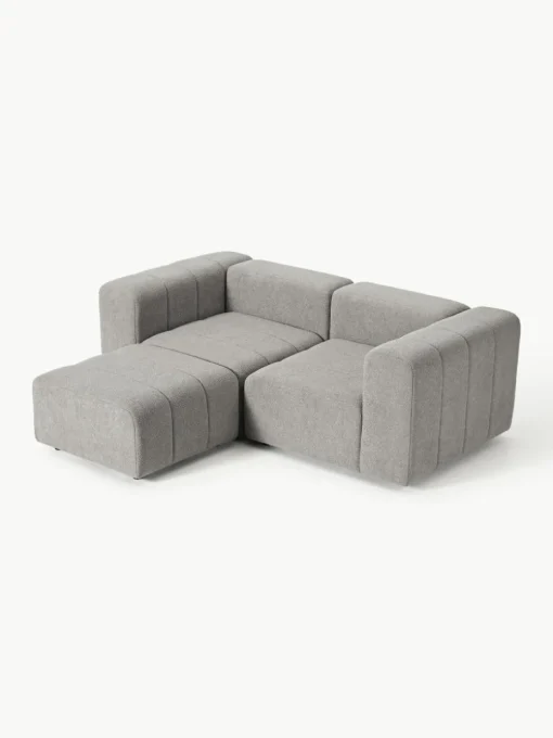 Modulaire bouclé bank Lena (3-zits) met kruk
