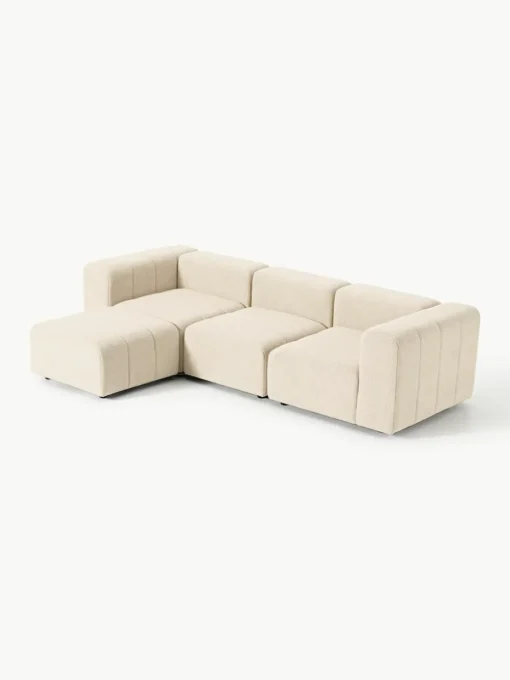 Modulaire bouclé bank Lena (4-zits) met kruk