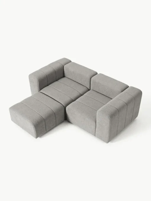 Modulaire bouclé bank Lena (3-zits) met kruk