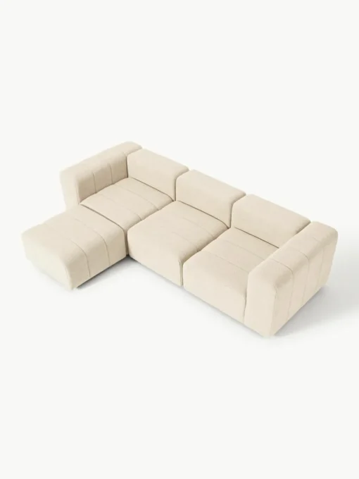 Modulaire bouclé bank Lena (4-zits) met kruk