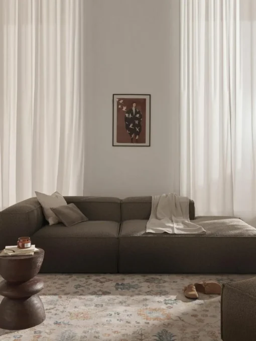 Modulaire chaise longue Lennon uit bouclé