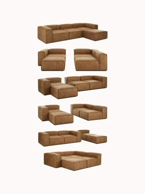 Modulaire chaise longue Lennon van gerecycled leer