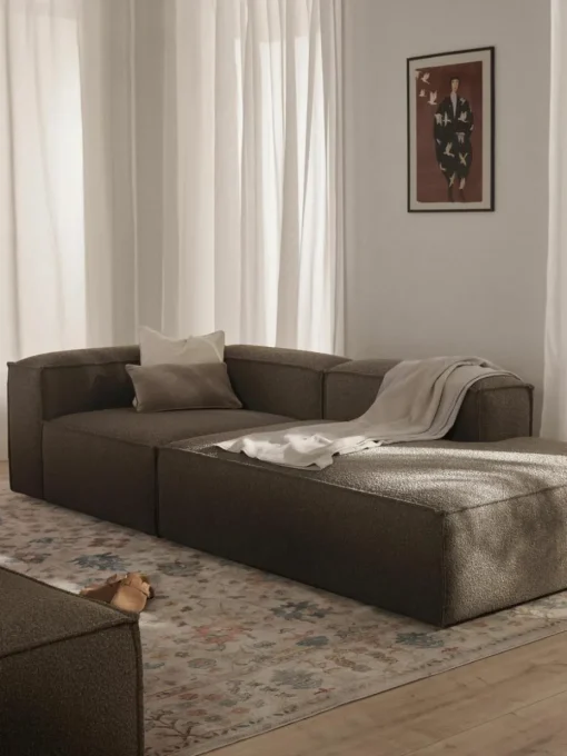 Modulaire chaise longue Lennon uit bouclé