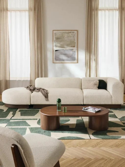 Modulaire chaise longue Natalie van teddy-bouclé