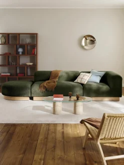 Modulaire chaise longue Natalie van teddy-bouclé