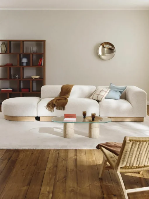 Modulaire chaise longue Natalie van teddy-bouclé