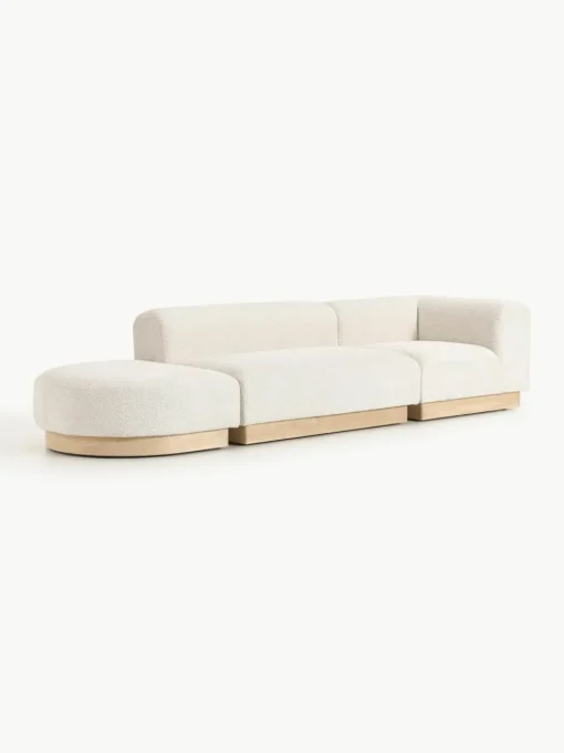 Modulaire chaise longue Natalie van teddy-bouclé