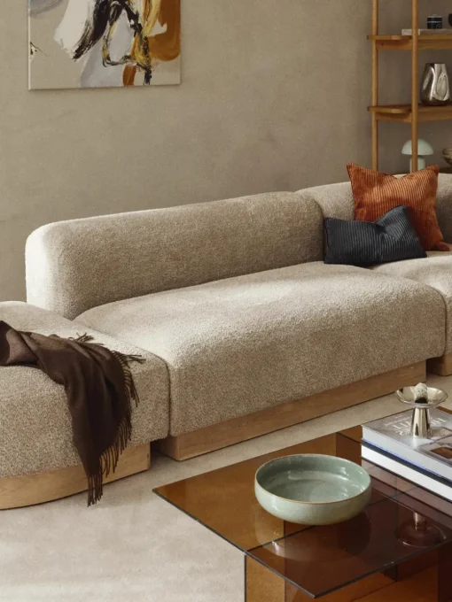 Modulaire chaise longue Natalie van teddy-bouclé