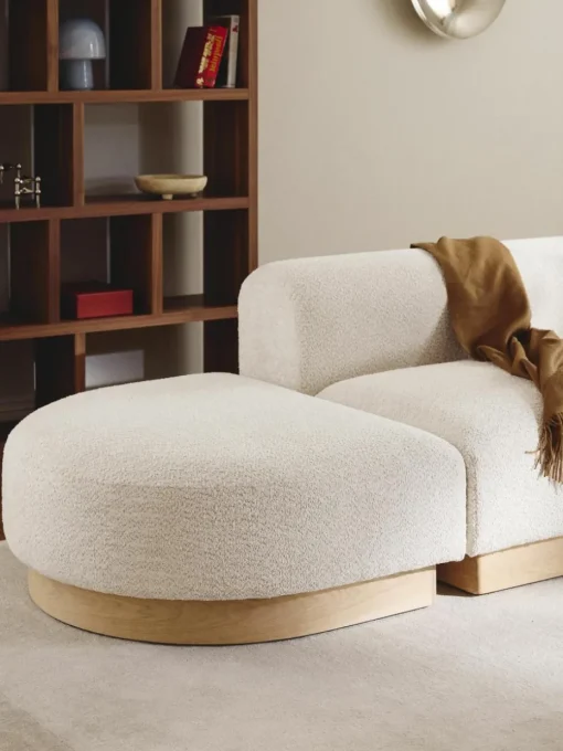 Modulaire chaise longue Natalie van teddy-bouclé